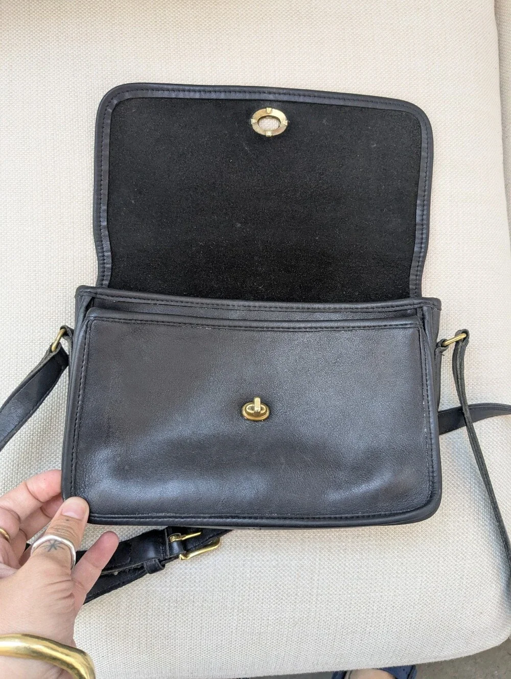 Vintage 90s Black Coach Compartment Bag 9850
